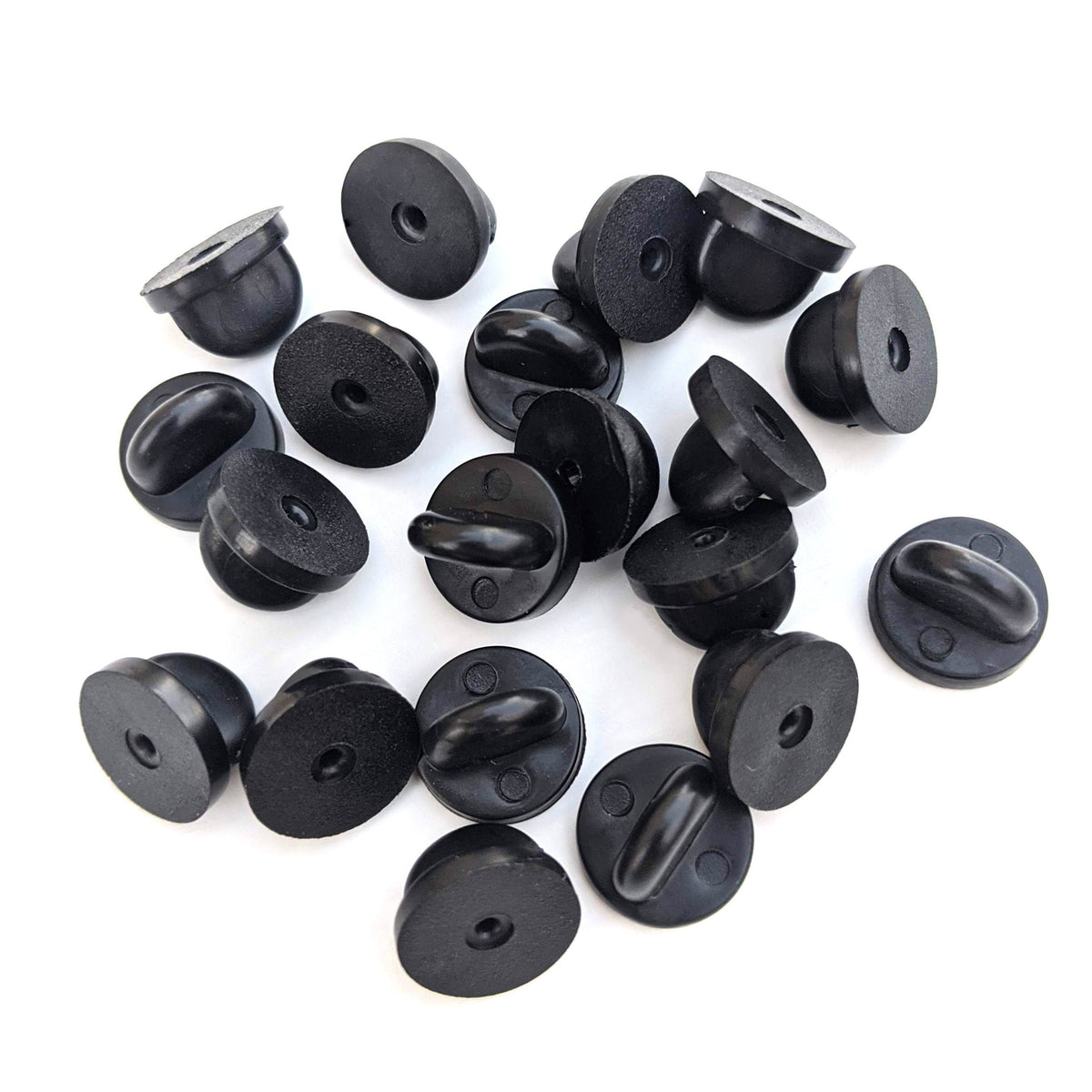 50 Pack of Black Rubber Pin Backs – Frost Dragon Designs